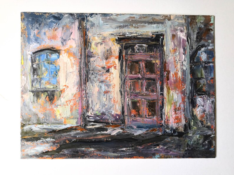 Old house painting Original Italian cityscape artwork Unique wall art above the sofa by Sviatlana Shatskaya