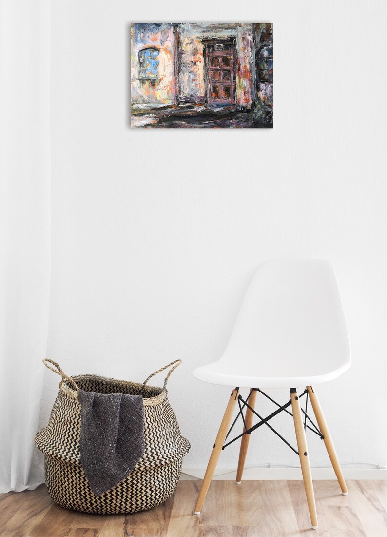 Old house painting Original Italian cityscape artwork Unique wall art above the sofa by Sviatlana Shatskaya
