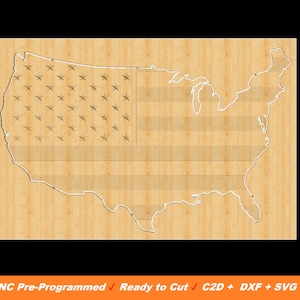 US Flag Sign, US Outline SVG, C2D File, Svg File, Dxf File, Carbide Create File, X-Carve, Shapeoko File, Cnc File, Cricut, Silhouette