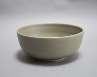 Medium Handmade Sculptural Serving Bowl in Grey with Green and Orange Accents Lichen Collection