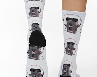 Retro Cassette Tape Socks, Walkman Socks
