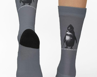 Penguin Socks, Cute Penguin Crew Socks, Dark Humor Fight Or Flight