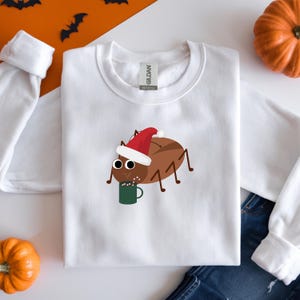 Sudadera navideña de cucaracha fea, jersey de temporada, jersey unisex de mezcla gruesa, bicho feo navideño, sudaderas divertidas, regalos navideños malos