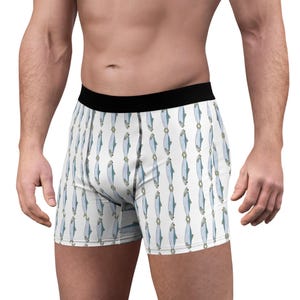 Boxershorts mit Sardinenmuster, Geschenkidee für Angler, Lustige Unterwäsche für Ehemänner, Niedliche Fisch-Slips