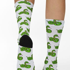 Calzini comodi con motivo a serpente verde, calzini con stampa di rettile, regali per bambini con serpente verde, divertenti calzature striscianti