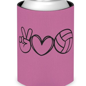 Pink Peace Love Volleyball Mom Can Cooler Beer Cooler, Water Bottle Cover, Beach Volleyball, Girl Volleyball, Club Team Volleyball Gifts