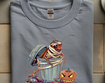 Mummy Cockroach Halloween T-Shirt, Bug in Trash Pumpkin Costume