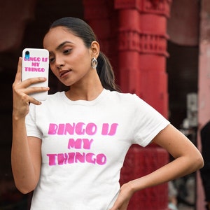 Camiseta de noche de bingo, camiseta de bingo, dama de bingo, noche de bingo, juego de bingo, tarjeta de bingo, jerga de bingo, bingo my thingo, simple bingo llamador