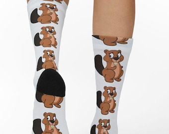 Cartoon Beaver Socks, Woodcutter Animal Gifts, Beaver Lovers