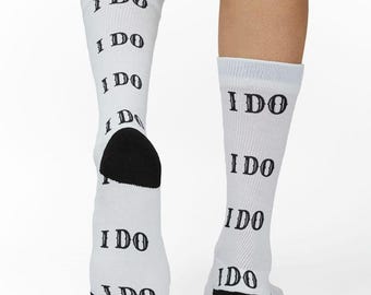 I DO Wedding Phrase Pattern Socks, Fun Marriage Statement Gift