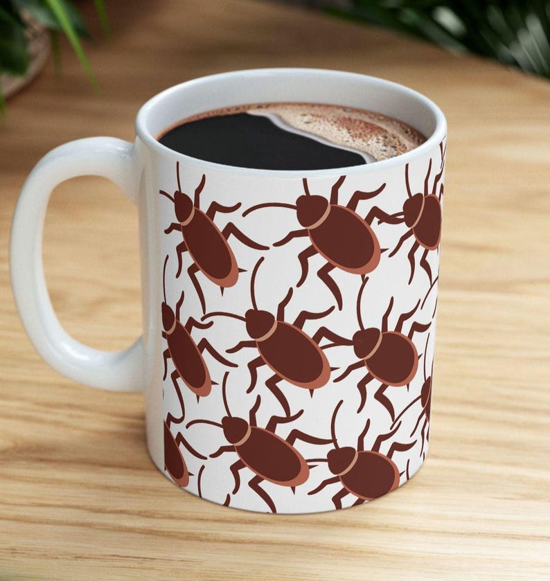 Ceramic Cockroach Ceramic Mug, Creepy Cockroach Infested Coffee Cup, Bug Lover Gift ...