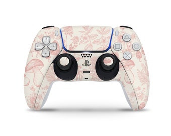 PS5 Playstation 5 Controller Skin Wrap Premium Vinyl Mushroom Woodland Beige Pink Skin Sticker Cover