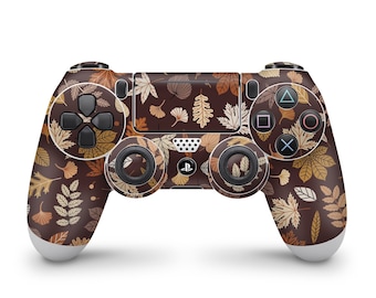 PS4 Playstation 4 Controller Skin Wrap Premium Vinyl Brown Autumn Leaves Greens Skin Sticker Cover