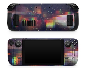 Steam Deck Valve Skin Wrap Premium 3M Decal Sticker Vinyl Pixel Art Black Rainbow