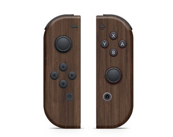 Skin Joy Con pour Nintendo Switch, vinyle premium effet bois marron foncé