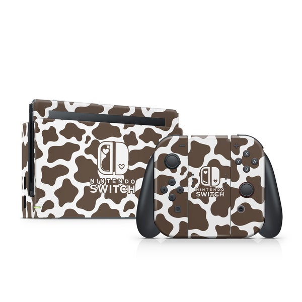 Nintendo Switch Skin Wrap Premium Vinyl Brown Cow Print