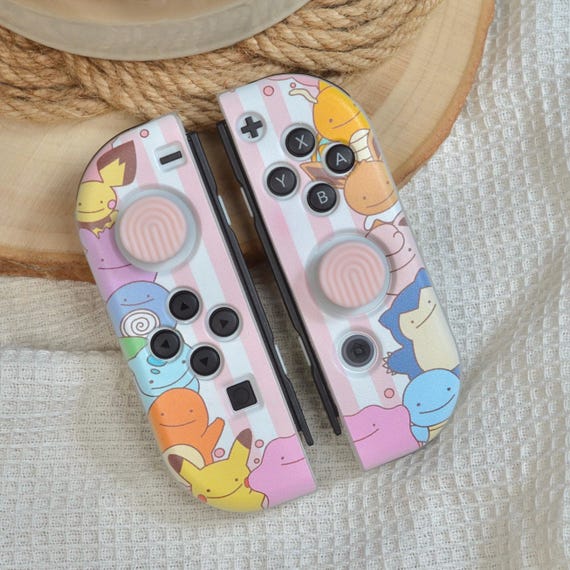 Nintendo Switch JoyCon Case Cover Shell Skin For Nintendo Switch OLED Clear TPU Silicone Flexible Skin Pastel Pink Stripes