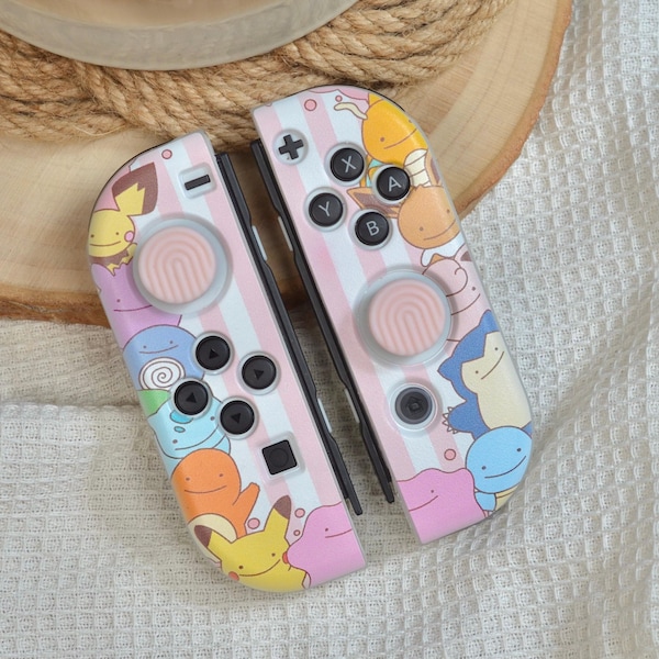 Nintendo Switch JoyCon Case Cover Shell Skin voor Nintendo Switch OLED Clear TPU Silicone Flexibele Skin Pastelroze strepen