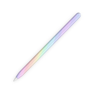 May include: A rainbow-colored stylus with a white tip. The stylus is designed for use with a tablet or smartphone.