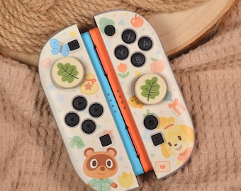 Custodia protettiva per Nintendo Switch 2 JoyCon, in silicone TPU trasparente e flessibile, con tema Animal Crossing pastello.