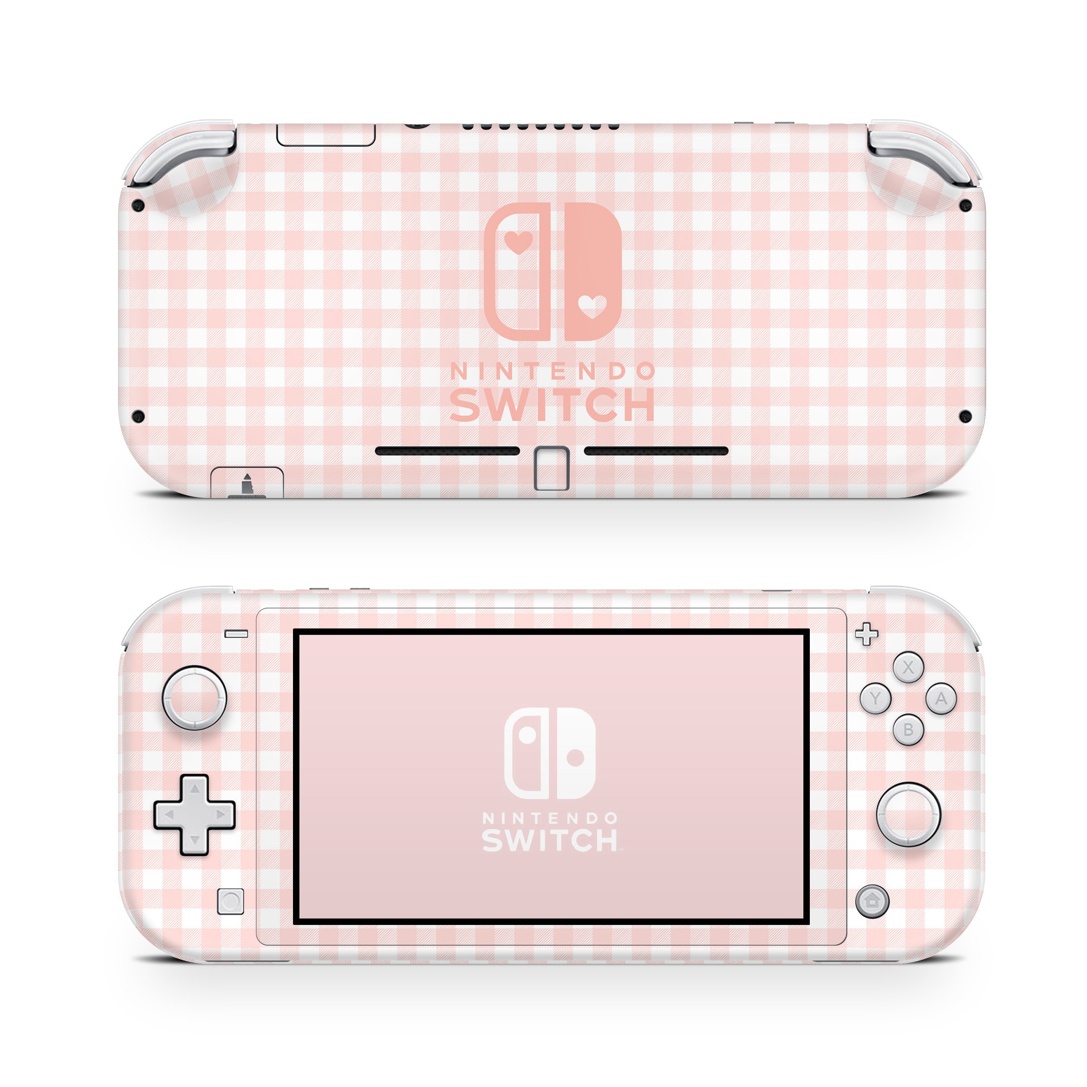 Nintendo Switch Lite Skin Wrap Premium Vinyl Peach Gingham Cover