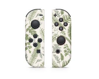 Joy Con Skin For Nintendo Switch Green Cream Tropical Leaves Joycons Skin Wrap Premium Vinyl