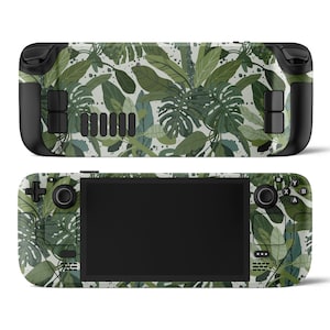 Steam Deck Valve Skin Wrap Premium Sticker Vinyl Dark Green Tropical Leaves