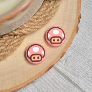 Switch 2 Thumb Grip Cap Joy Con Grip For Nintendo Switch 2 PS5 Skin Case Joystick Grip Pink Peach Mushroom