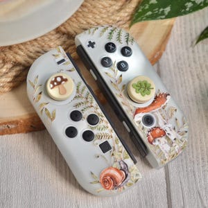 Nintendo Switch Joy-con-skal med skal till Nintendo Switch OLED TPU-silikon, flexibelt skal, skogssnigel, svamplöv