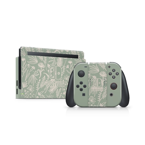 Nintendo Switch Skin Wrap Premium 3M Decal Cover Vinyl Sage Cream Leaves