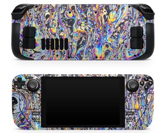 Steam Deck Skin Valve Wrap Premium 3M Sticker Vinyl Rainbow Marble Black