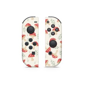Joy-Con-skin för Nintendo Switch, röd svamp, kräm, Joy-Cons-skin, premiumvinyl