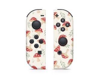 Joy Con Skin voor Nintendo Switch Rode Paddestoel Crème Joycons Skin Wrap Premium Vinyl