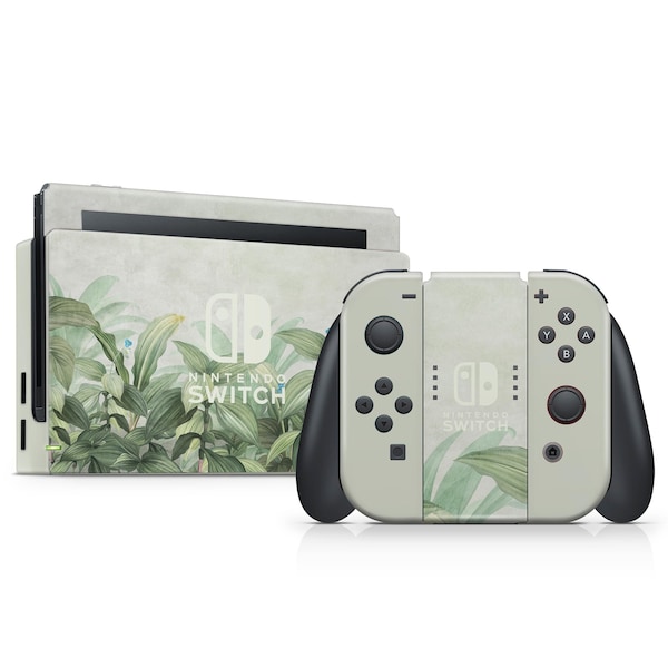 Nintendo Switch Skin Wrap Premium 3M Vinyl Cover Vintage Botanical Leaves Mushroom