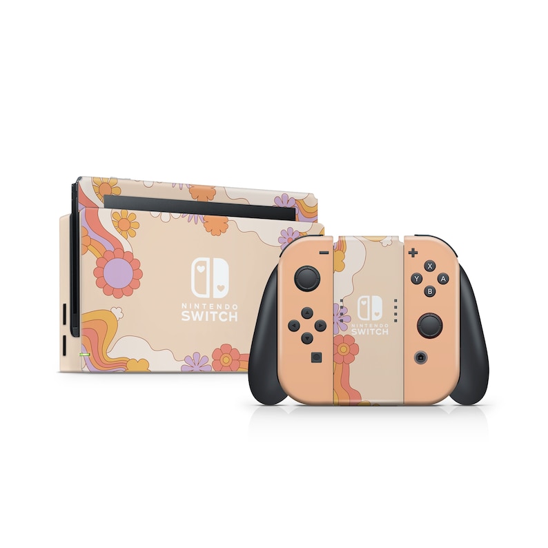 Nintendo Switch Skin Wrap Premium Vinyl Cover Hippy Orange Boho image 1