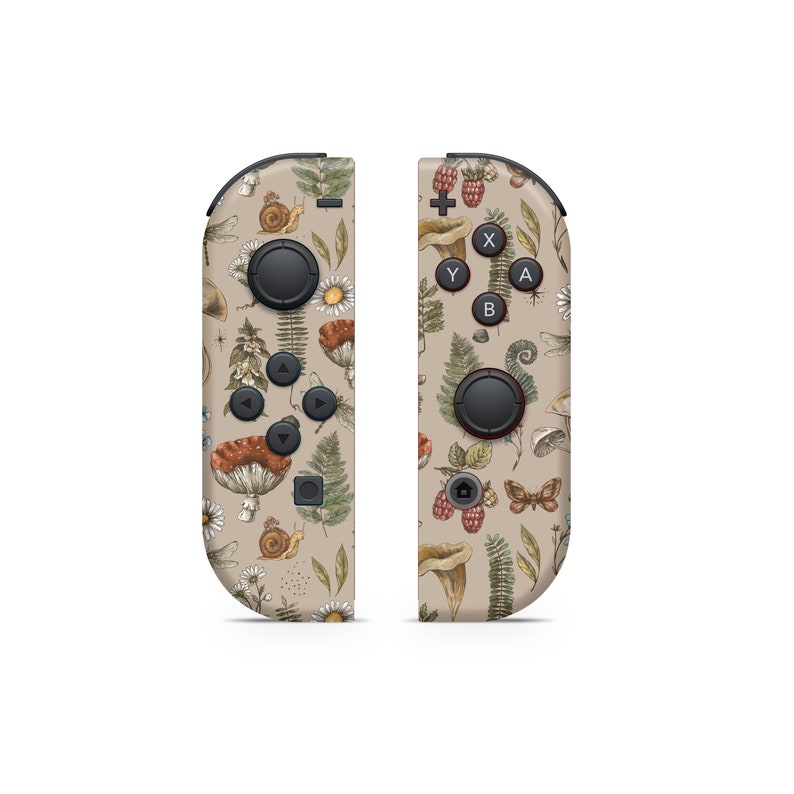 Joy Con Skin For Nintendo Switch Mushroom Brown Woodland Joycons Skin Wrap Premium Vinyl image 1