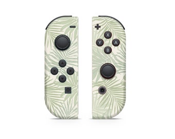 Joy Con Skin For Nintendo Switch Green Beige Tropical Leaves Joycons Skin Wrap Premium Vinyl