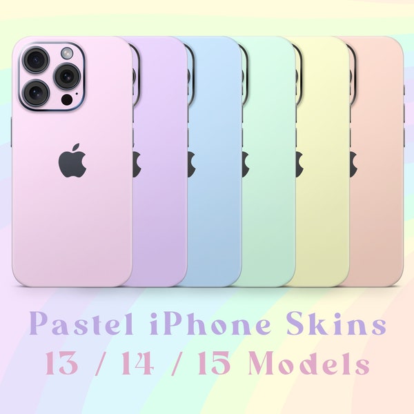 iPhone Skin 13 / 14 / 15 Pro , Plus , Max , Skin Wrap Cover Premium Quality 3M Vinyl Pastel Cute Kawaii