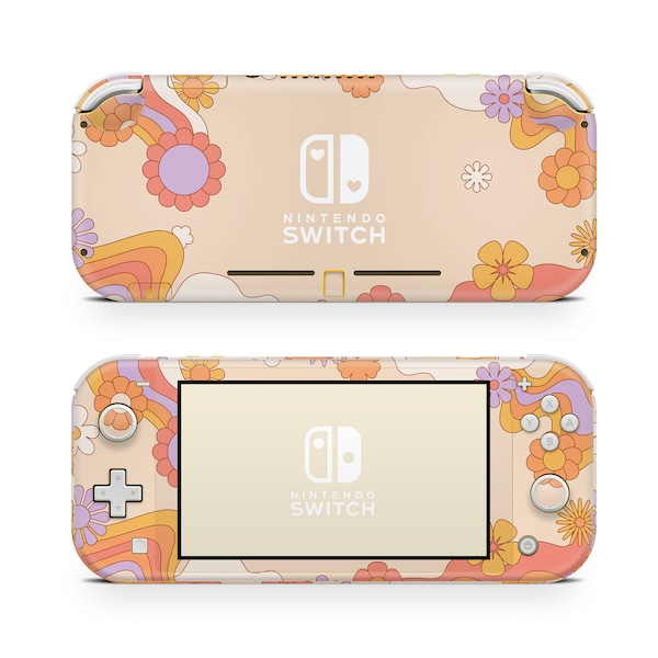 Nintendo Switch Lite Skin Wrap Premium Vinyl Hippy Groovy Boho Pastel Flowers