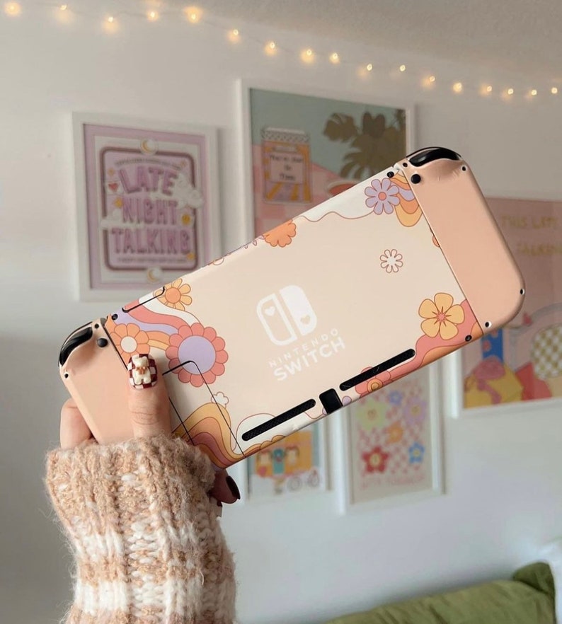 Nintendo Switch Skin Wrap Premium Vinyl Cover Hippy Orange Boho image 3