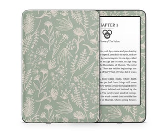 Amazon Kindle Skin Wrap Cover Premium Quality Decal 3M Vinyl Sage Green Cream Leaves