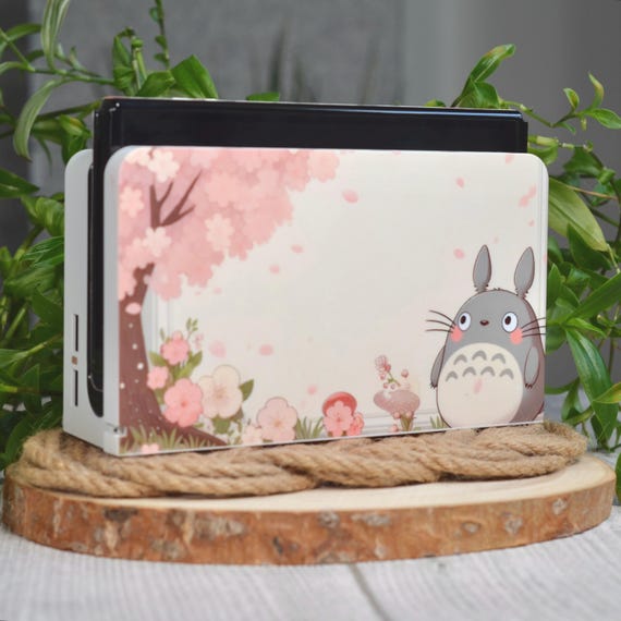 Nintendo Switch Dock Faceplate Slide On Accessory Stand Flower Cherry Blossom Pink Pastels OLED and Original with Card Slots