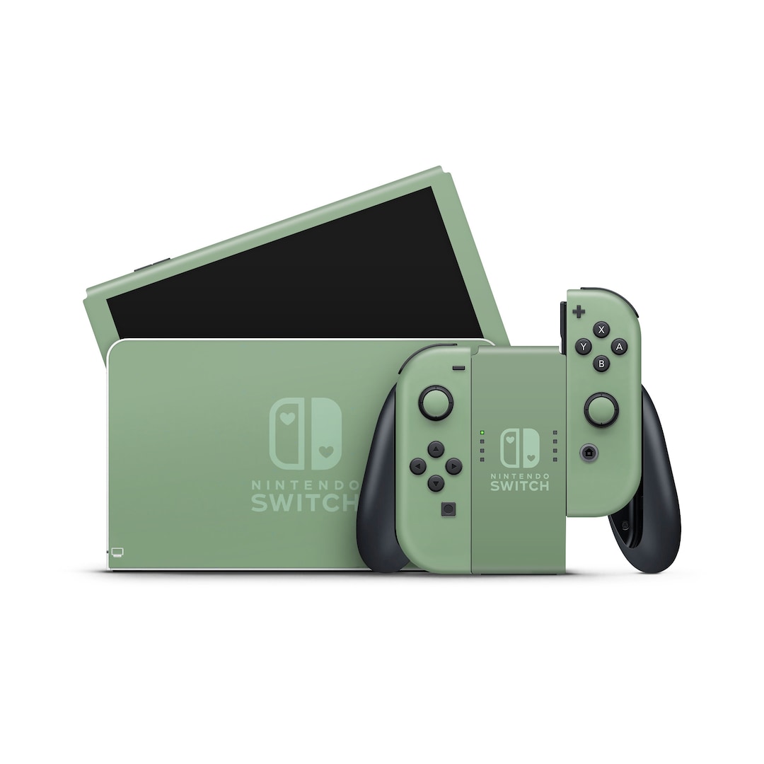 Nintendo Switch OLED Model Skin Wrap Premium Vinyl Dark Green Sage