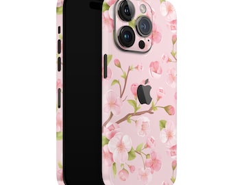 iPhone Skin 13 / 14 / 15 Pro , Plus , Max , Skin Wrap Cover Premium Quality 3M Vinyl Pink Pastel Cherry Blossom