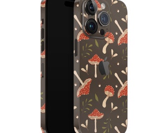 iPhone Skin 13 / 14/15 Pro , Plus , Max , Skin Wrap Cover Vinyle 3M de qualité supérieure marron rouge champignon
