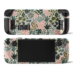 Steam Deck Valve Skin Wrap Premium 3M Decal Sticker Vinyl Green Tropical Pink Leaves