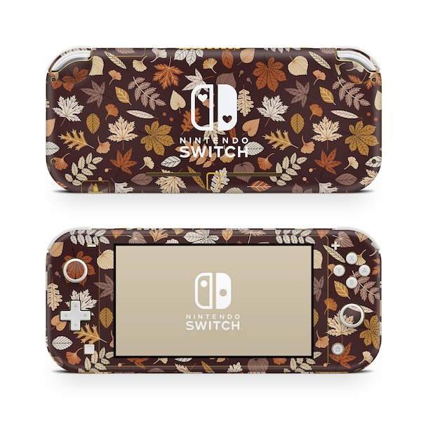 Nintendo Switch Lite Skin Wrap Premium Vinyl Brown Woodland Autumn Leaves