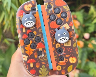 Nintendo Switch 2 JoyCon Case Cover Shell Skin Clear TPU Silicone Flexible Skin Cute Autumn Fall Woodland Brown