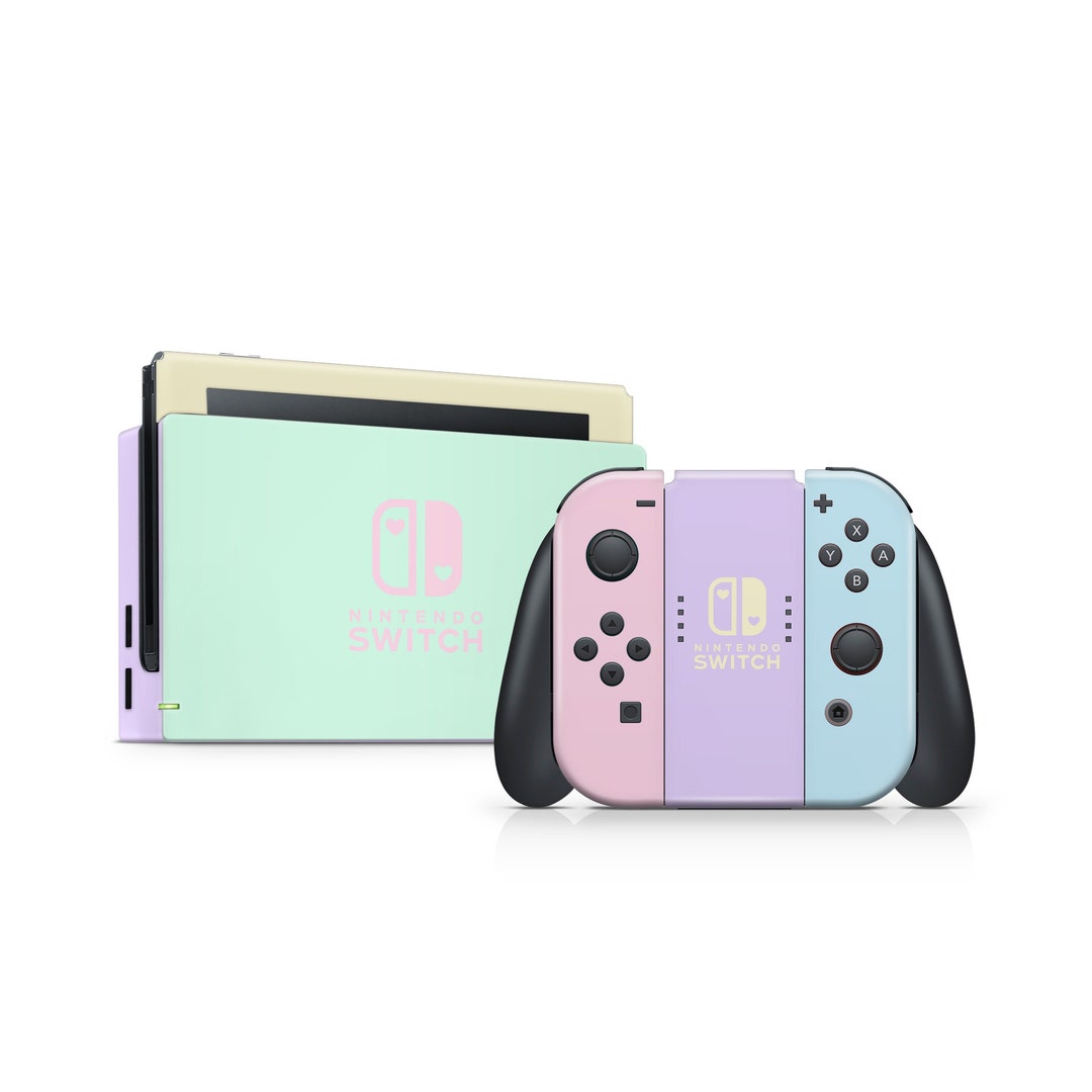 Nintendo Switch Skin Wrap Premium Vinyl Neutral Pastels Blue Pink Lilac  Green Yellow