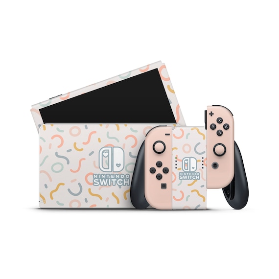 Nintendo Switch OLED Model Skin Wrap Premium Vinyl Pastel Pink Wiggle